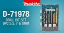 SET BROCAS 9 UNID. METAL 5.5, 7,8- MADERA 5.5, 7,8 - CONCRETO  5.5,7,8mm