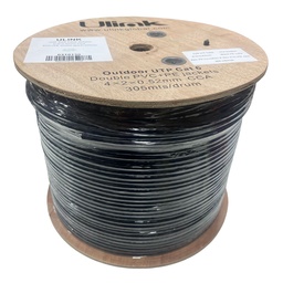 [0210130] Cable de red exterior Cat6, 23 AWG, CCA, 4x2x0,52mm, doble chaqueta de PVC + PE, carrete de 305 mt