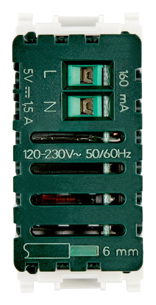 Unidad alimentación VIMAR USB 5V 1,5A 1Mblanco