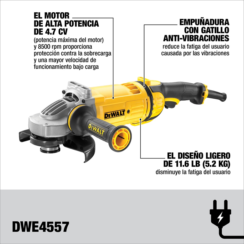 Esmeril angular 7  2.400W dewalt DWE4557-B2C