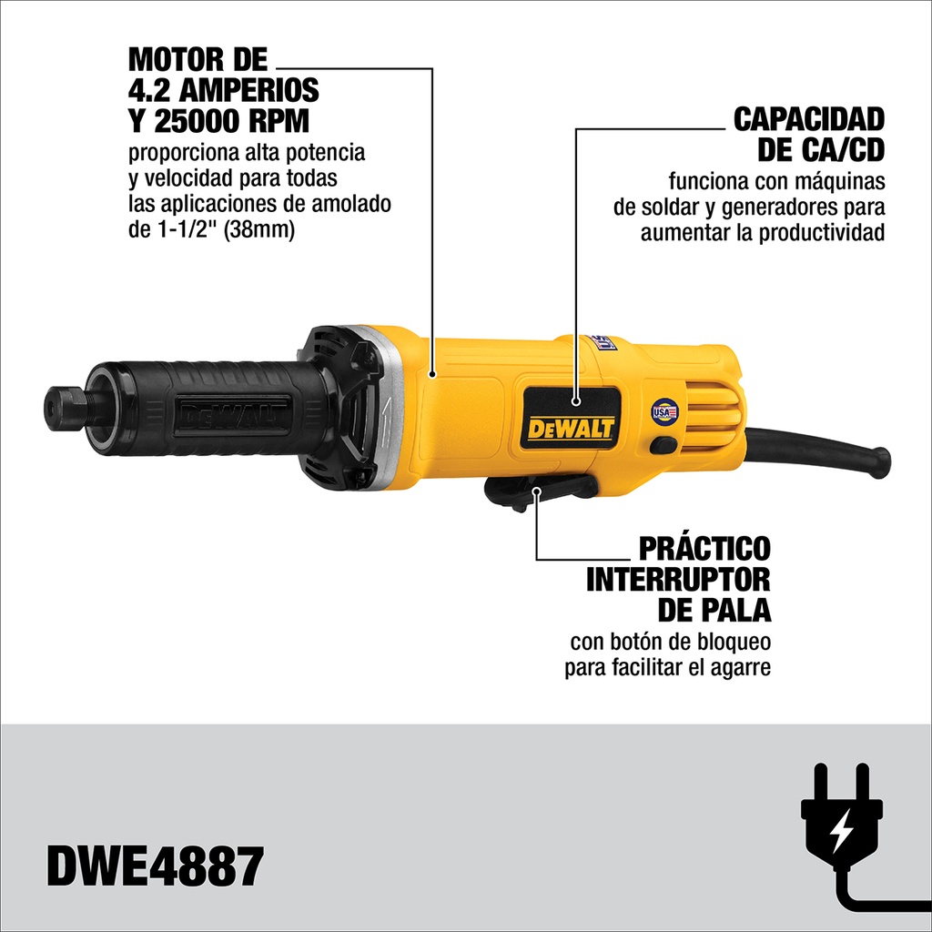 Rectificador 450W dewalt DWE4887-B2