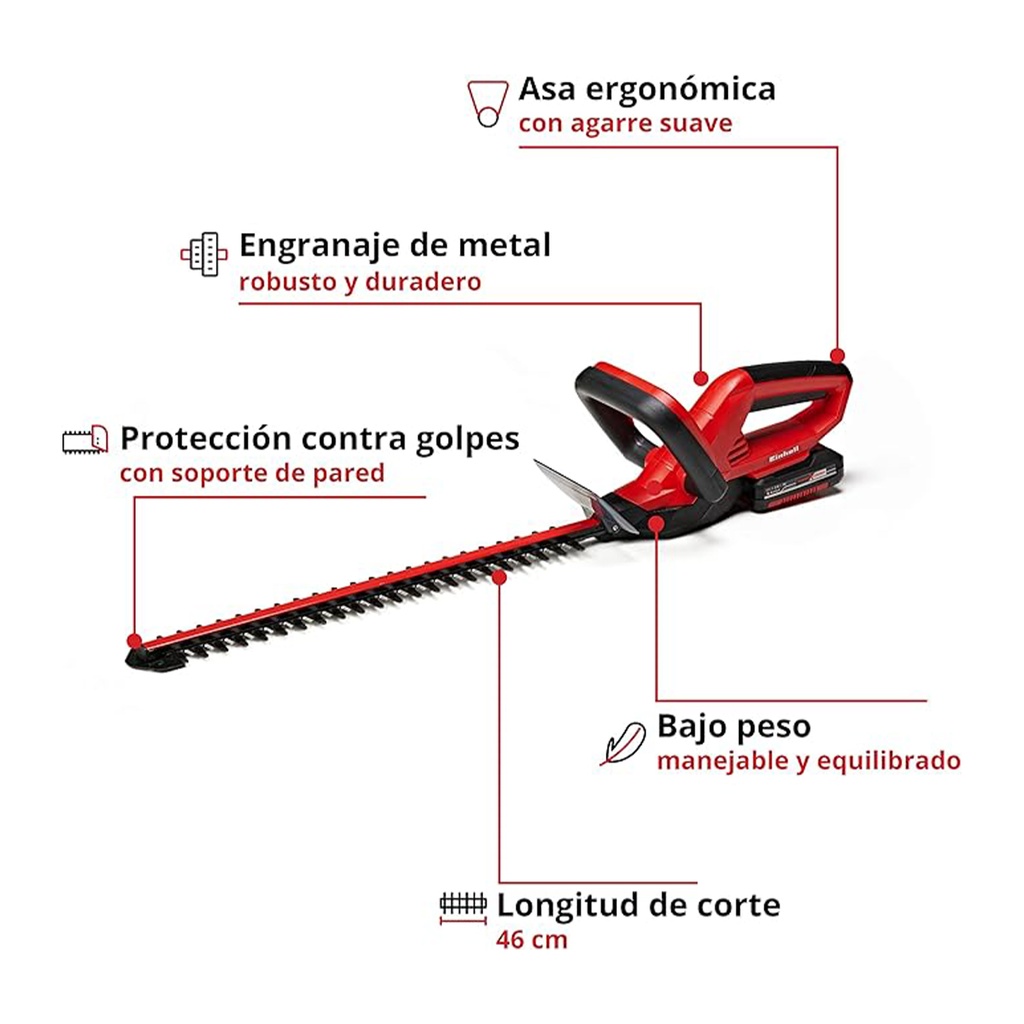 cortasetos inalámbrico 18v Einhell /cargador + bateria 2,0 ah