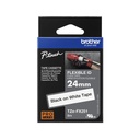 Cinta Flexible Brother Negro Sobre Blanco 24 mm TZeFX251