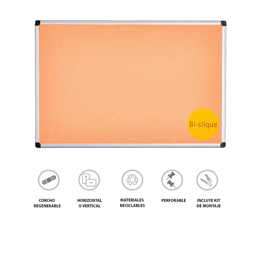 PIZARRA CORCHO BISILQUE 60X45CM MARCO ALUMINIO