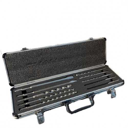 SET 10 UNIDADES (1 PUNTO , 1 CINCEL, 8 BROCAS) CAJA METAL