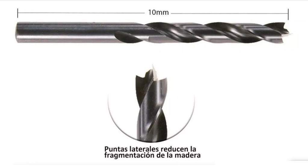 Broca Madera 3 Puntas X 10 mm