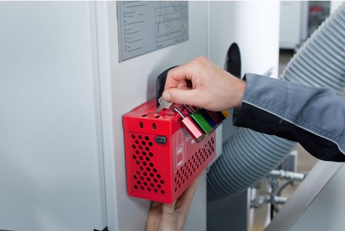 CAJA BLOQUEO GRUPAL ACERO B835 ROJA