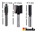 Set De 3 Fresas Recta Vástago 1/4 Para Fresadora Kwb 757010