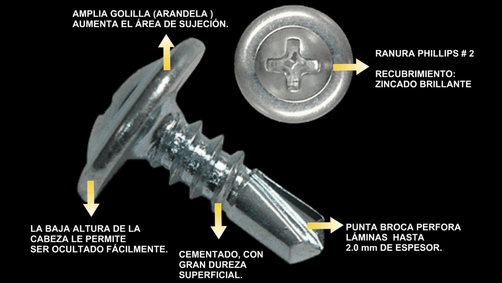 Tornillo autoperforante lenteja pta broca #8X1/2 100U