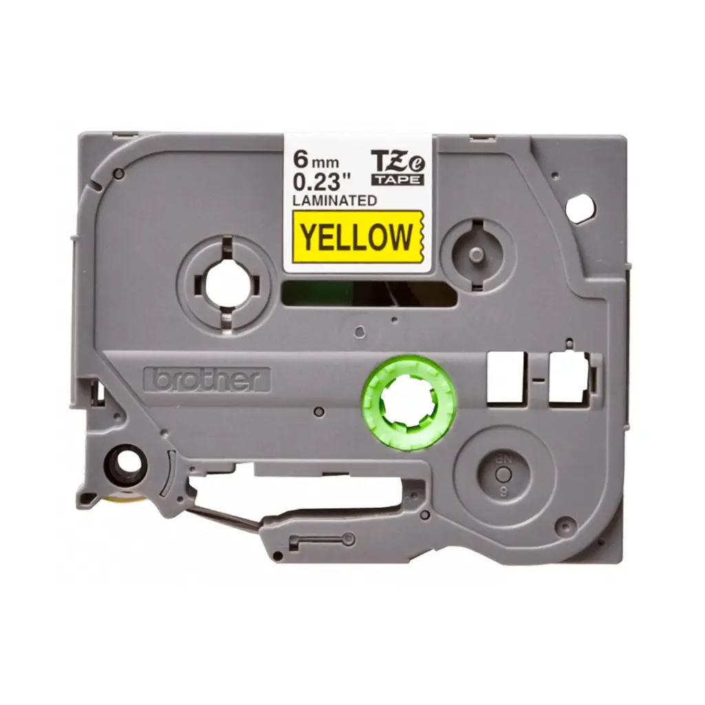 CINTA LAMINADA NEGRO SOBRE AMARILLO 6MM X 8M tze611