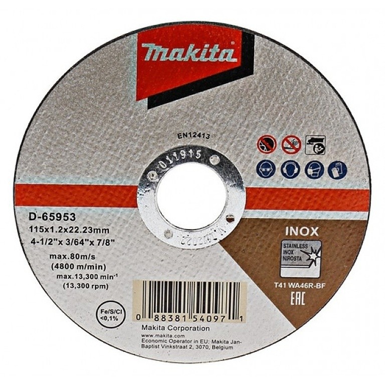 Disco de corte acero Inoxidable  4 1/2 Makita