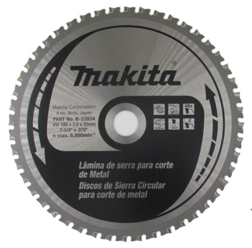 DISCO SIERRA 7.1/4 185 X 2,0 X 48 DIENTES EJE 20 mm ACERO DULCE DELGADO