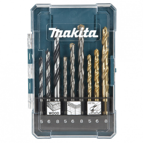 Juego de Brocas Makita 9 Unidades Metal, Madera y Concreto D-71962