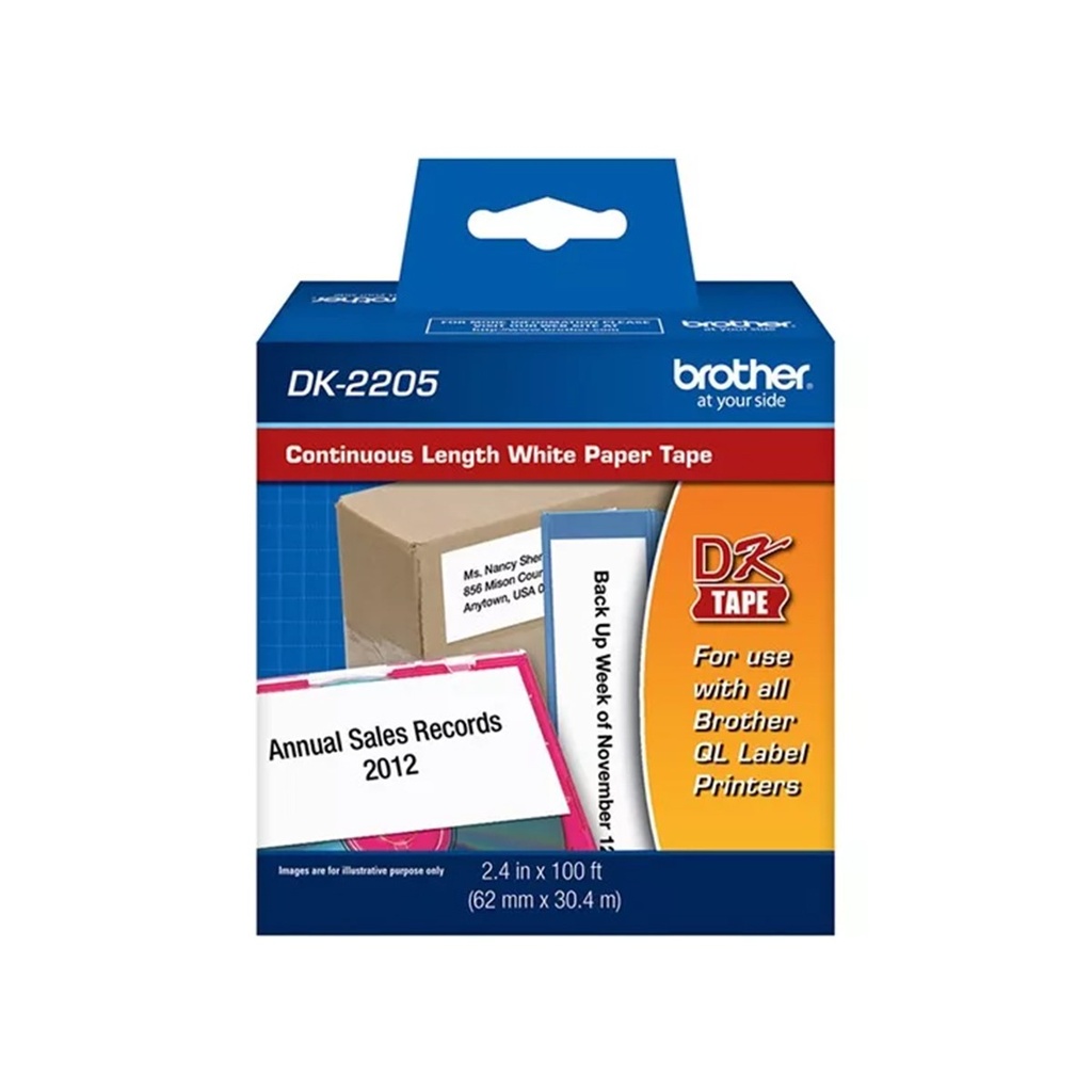 Etiqueta Continua QL Brother DK2205 62 mm x 30.48 mt