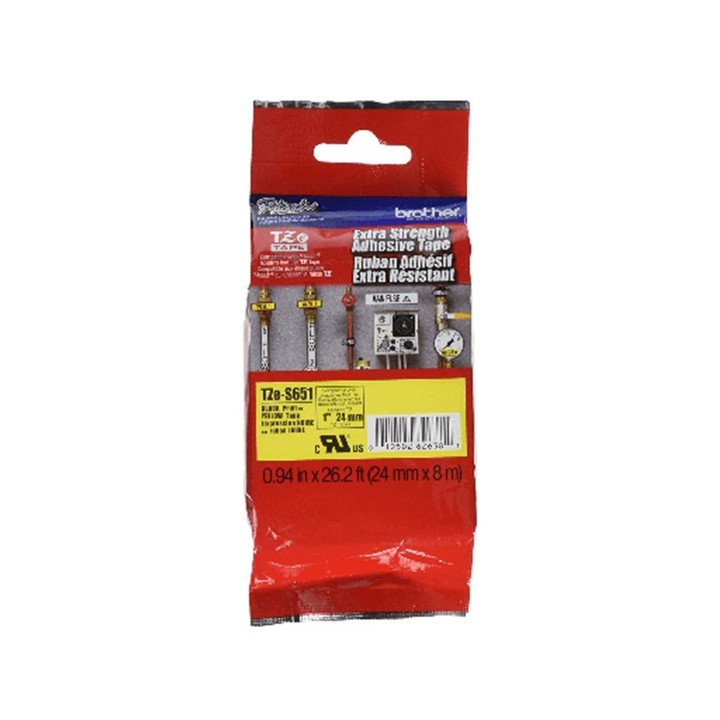 Cinta rotuladora Brother Negro sobre amarillo 24 mm TZeS651