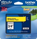 Cinta rotuladora Brother negro sobre amarillo 18 MM TZE641