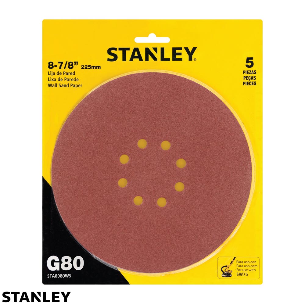 Lija Stanley Grano 80 para lijadora de muro SW75 5PK