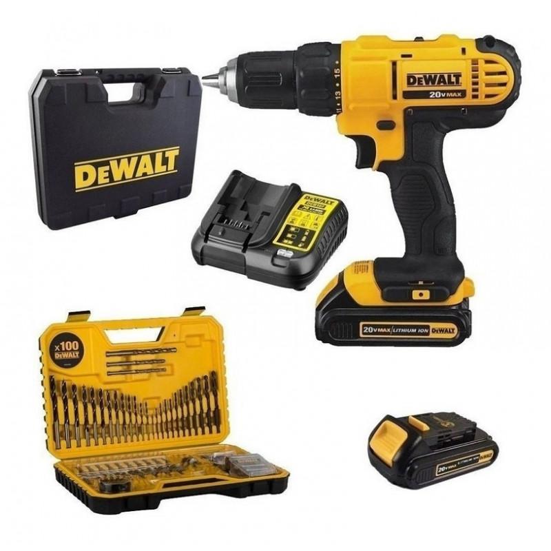 Taladro Percutor Dewalt Inalámbrico 20V DCD776 + accesorios