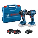 Kit Taladro Percutor GSB 185-LI + atornillador de Impacto GDR 18V-200 Brushless + 2 Baterías 2.0Ah Bosch
