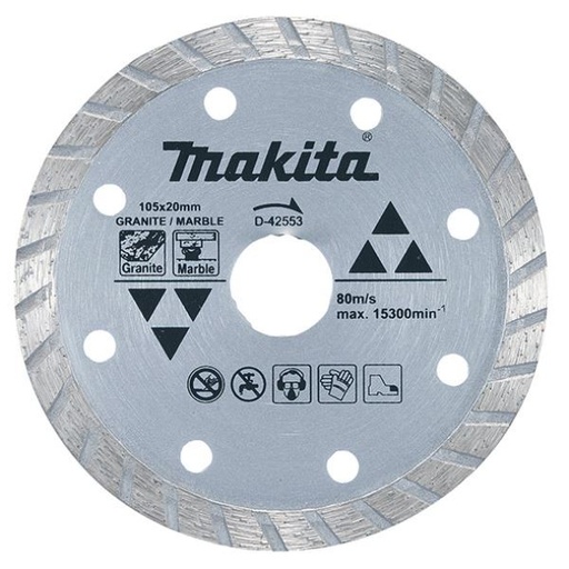 [D-42553] Disco Diamantado 105 mm x 20 mm Turbo Seco para Mármol y Granito Makita D-42553