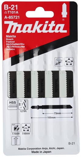 [A-85721] HOJA DE CALAR B-21 (12T X 75mm) PLÁSTICO, ALUMINIO