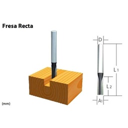 [D-61426] FRESA RECTA 2 FILOS 1/2 X 1 EJE 1/4