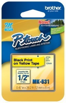 [MK631] Cinta Brother MK631 Negro sobre Amarillo 12 mm Original