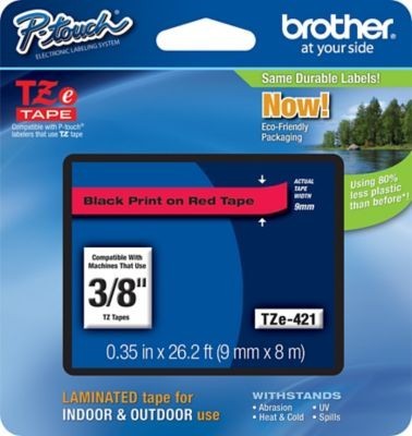 [TZE421] Cinta Rotuladora Brother TZe-421 Negro sobre Rojo 9 mm x 8 m Original