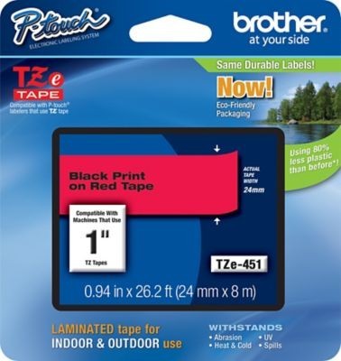 [TZE451] cinta para rotuladora brother TZE451 24 mm negro sobre rojo