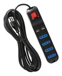 [ACAUSB2519N] ALARGADOR ELECTRICO 5 MT 2 USB NEGRO
