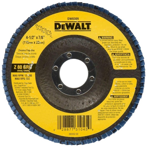[DW8309-BR] Disco de lija traslapado 4.5 grano 80 Dewalt