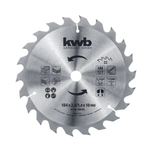 [49586141] Disco Sierra Circular 7 1/4 18 dientes Kwb 49586141