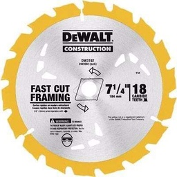 [DW3192] Disco Sierra Dewalt 7 1/4 - 18 dientes  - Corte grueso